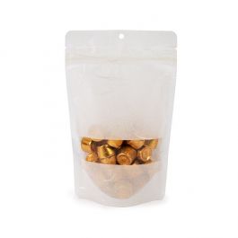Eco Friendly Stå upp påsar Rispapper vitt med oval rektangel med hängande hål 13x7,9x20,6 cm (100 st) [ZBGRC3W]