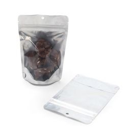 Stå upp påsar Transparent/Silver 10x6x15cm | 57 gram med upphängningshål (100 st) [ZBGS2H]
