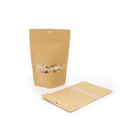 Stå upp påsar Kraft 10x6x15cm | 57 gram med upphängningshål (100 st) [ZBGW2KH]