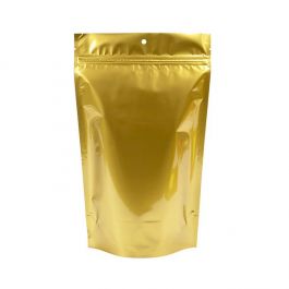 Guldmetalliserade påsar med dragkedja 17 x 9 x 28,5 cm med hängande hål (100 st) [ZBGM4GH]