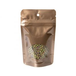 Brons Stå upp påsar med ovalt fönster 8 x 5 x 13 cm + upphängningshål (100 st) [ZBGO1BZH]