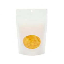 Stå upp påsar Vit kraft med ovalt fönster 10,2x6x15,2cm med upphängningshål (100 st) [ZBGO2WKH]