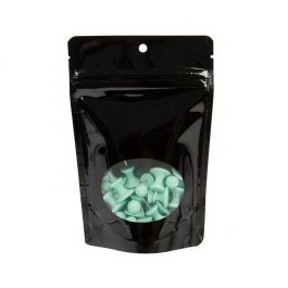 Stå upp påsar Svart med ovalt fönster 10,2x6x15,2cm med upphängningshål (100 st) [ZBGO2BH]