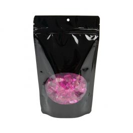 Stå upp påsar Svart med ovalt fönster 14,9x8,9x23,2cm med upphängningshål (100 st) [ZBGO7BH]