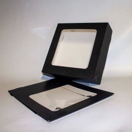 Svart presentförpackning es Window Box med fönstret 21.5x6x21.5 cm (25 st) [TBB21216]