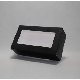 Svart presentförpackning es Window Box med fönstret 21.5x6.4x12 cm (125 st) [TB2112B]
